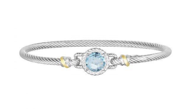 Sterling Silver/18k cable blue topaz bangle