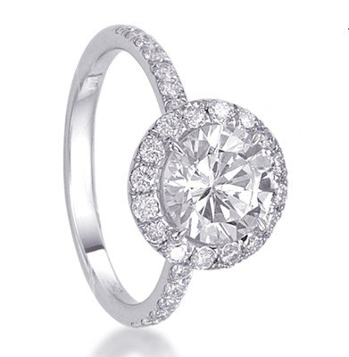 18k white gold round cushion halo