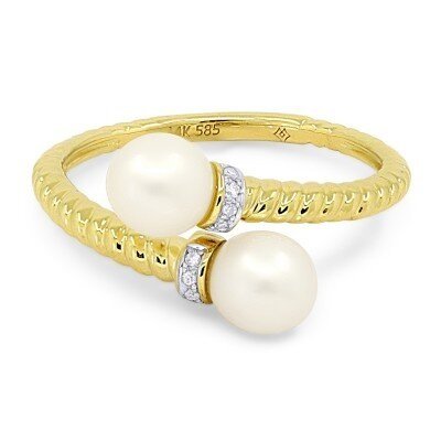 14k yellow gold with pearls and diamonds