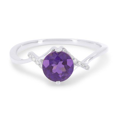 14k White Gold Amethyst with Diamonds