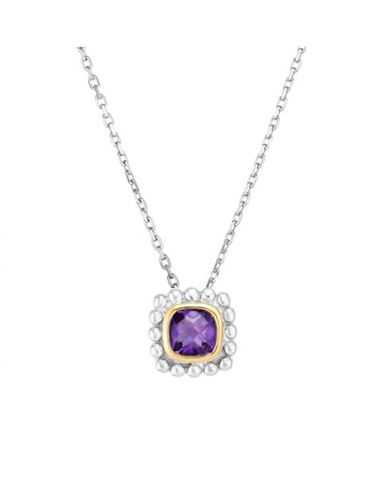 Sterling Silver &amp; 18k Amethyst Pendant