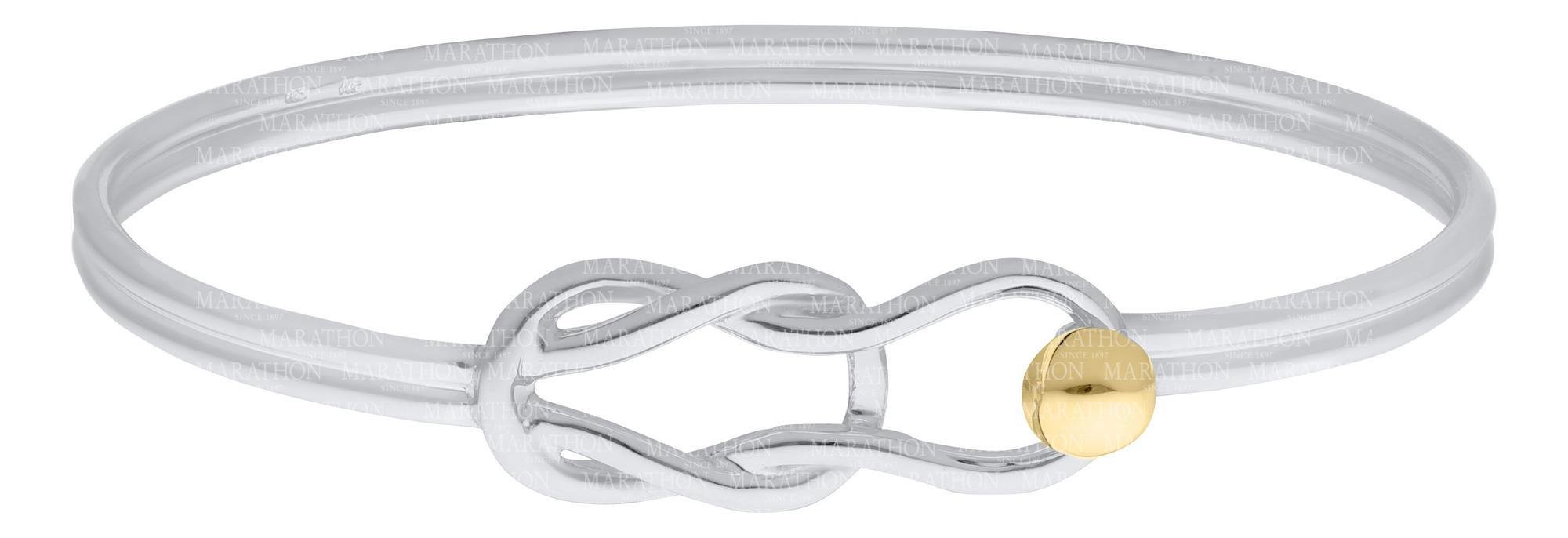 Sterling Silver Square Knot with 14k ball bangle