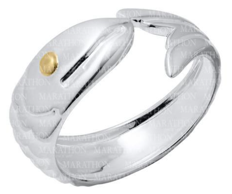 Sterling Silver Fish Ring with 14k eye