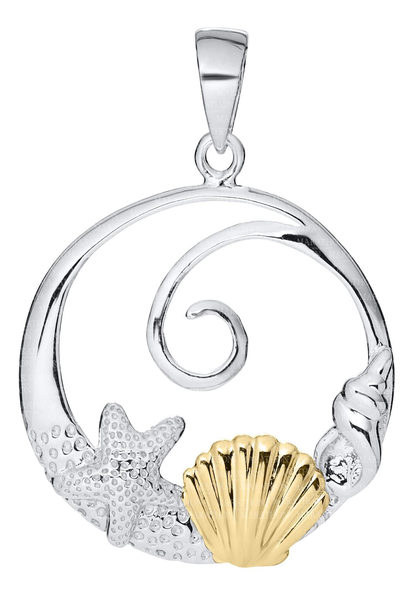 Sterling Silver &amp; 14k yellow gold Sea Life pendant