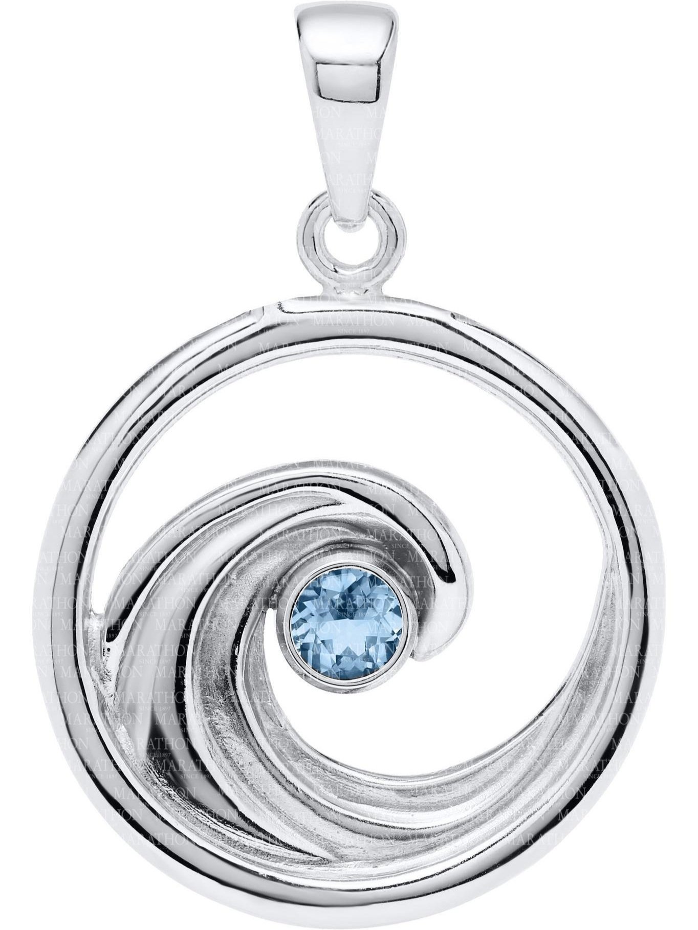 Sterling Silver and blue topaz wave pendant