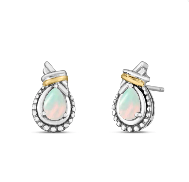 Opal Earrings in Sterling Silver with 18k Gold