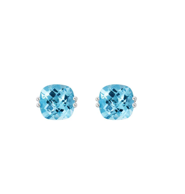 Swiss Blue Topaz Stud Earrings