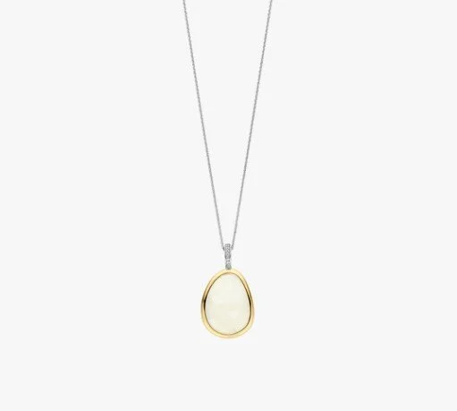 Sterling Silver &amp; Vermeil Pendant with White Stone
