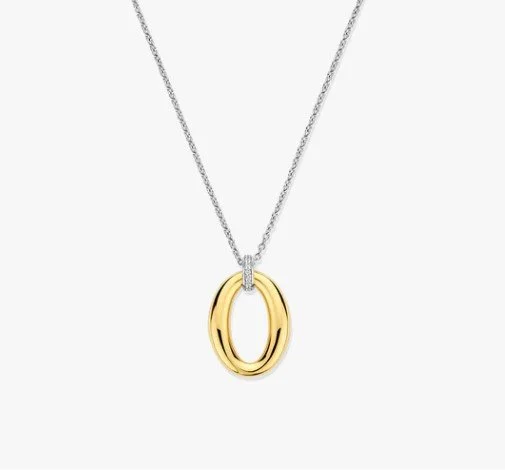 Sterling Silver &amp; Vermeil Oval Pendant