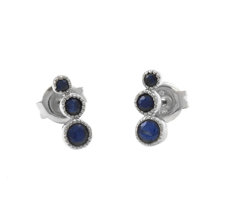 3 Stone Sapphire Earrings