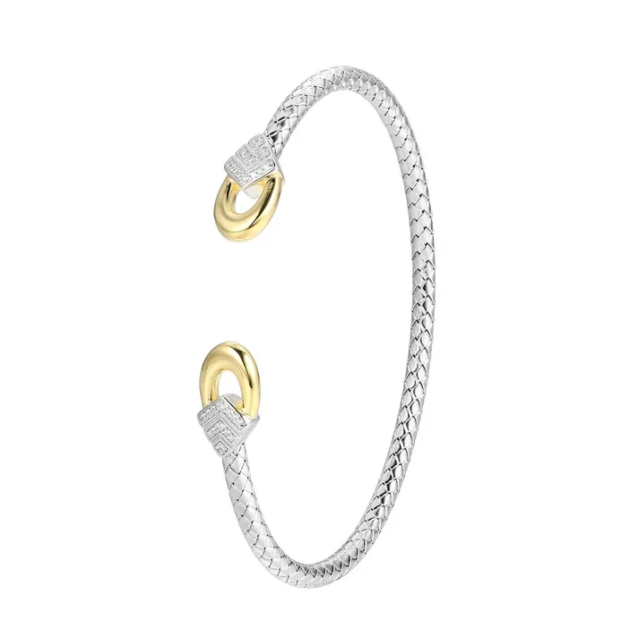 Sterling Silver &amp; Vermeil Bangle Bracelet with CZ