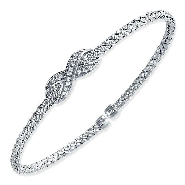 Sterling Silver Bangle with Cubic Zirconia