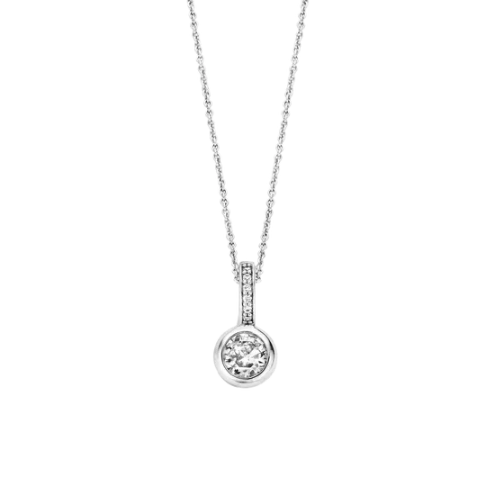 Bezel Set CZ in Sterling Silver Pendant