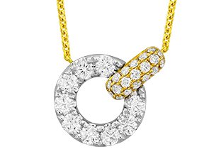 18k 2 Tone Gold &amp; Pave Diamonds Circle Necklace