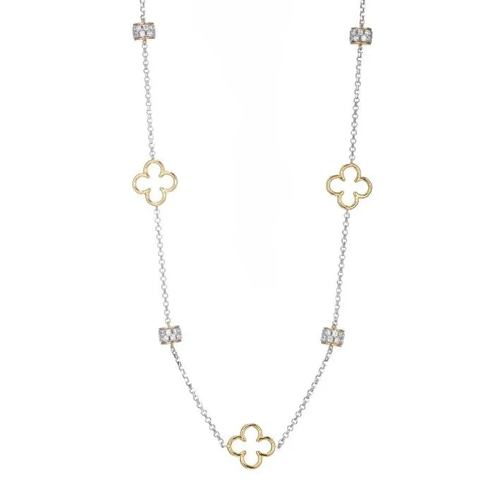 Sterling Silver with Vermeil Clover Stations Necklace