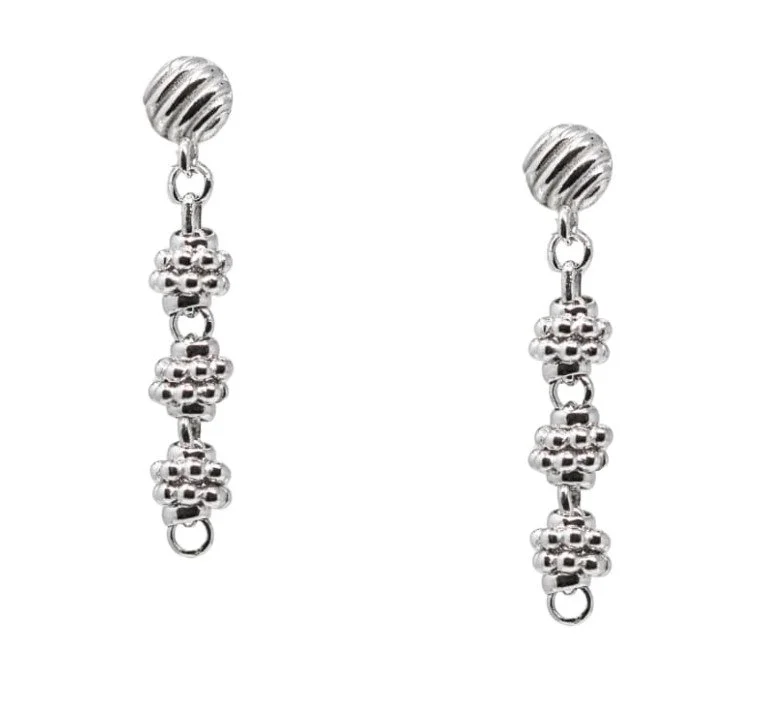 Sterling Silver Links Caviar Earrings