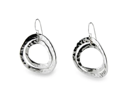 Sterling Silver Textured Bent Disc