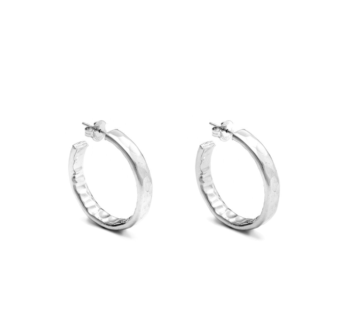 Sterling silver Rock hoop earrings