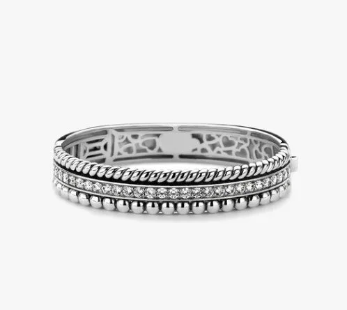 Sterling Silver &amp; CZ Bangle Bracelet