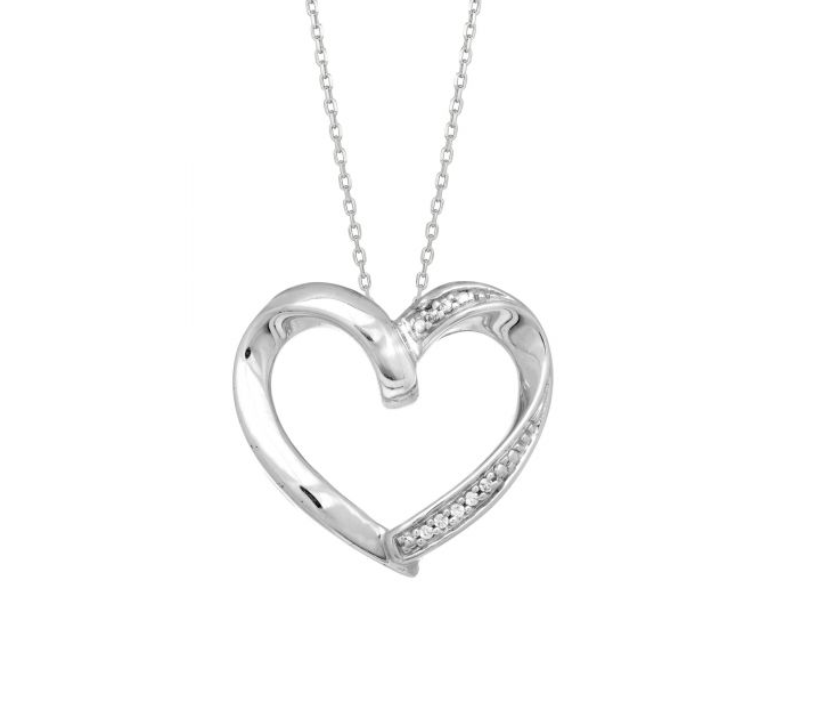 Sterling Silver Diamond Heart