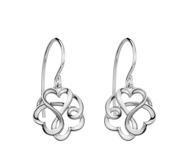 Sterling Silver Entwined Hearts Dangle