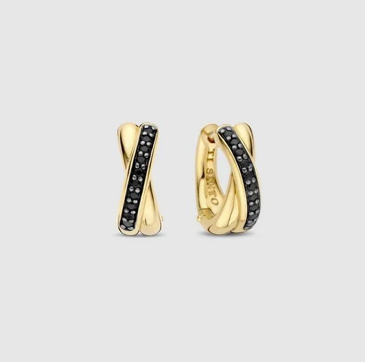 Vermeil with Black CZ Hoop Earrings