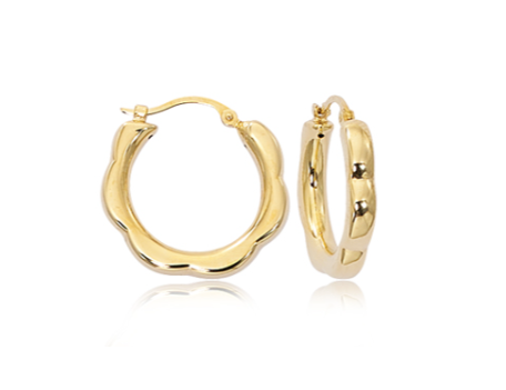 14k gold scallop edge hoop earrings