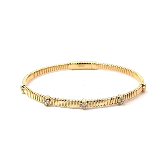 14k Soft Bangle with Diamonds