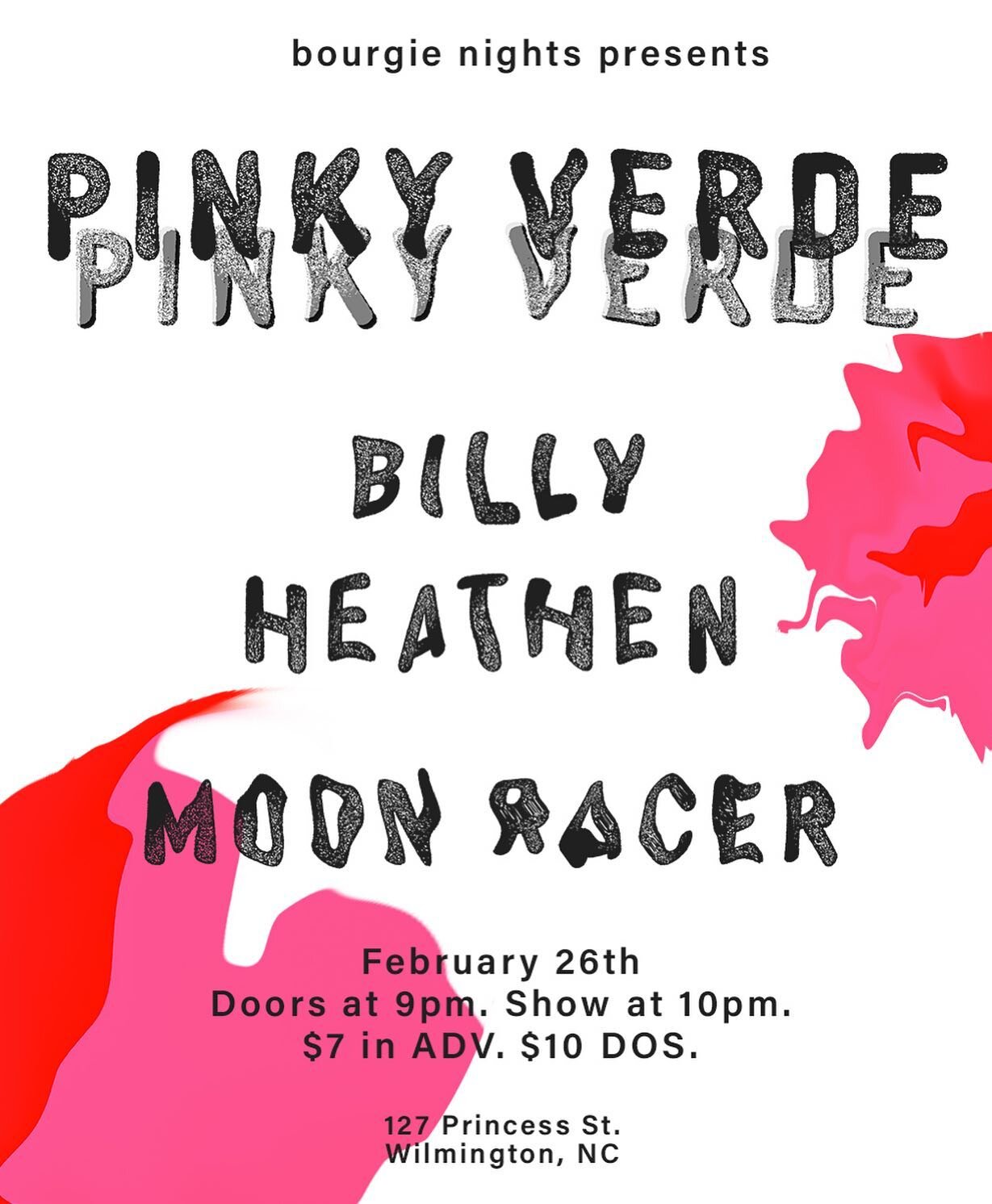 ❤️so excited to play this dreamy show in Wilmington next weekend 🌴with @pinky_verde and @billyheathen 💖 @bourgienights 💅first NC show in 2 years 🥲