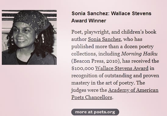 Congratulations to the incredible Sonia Sanchez on her award ! your words are magical....
#soniasanchez #Poet #Artist #Activist #BlackLegend #Superwoman💗