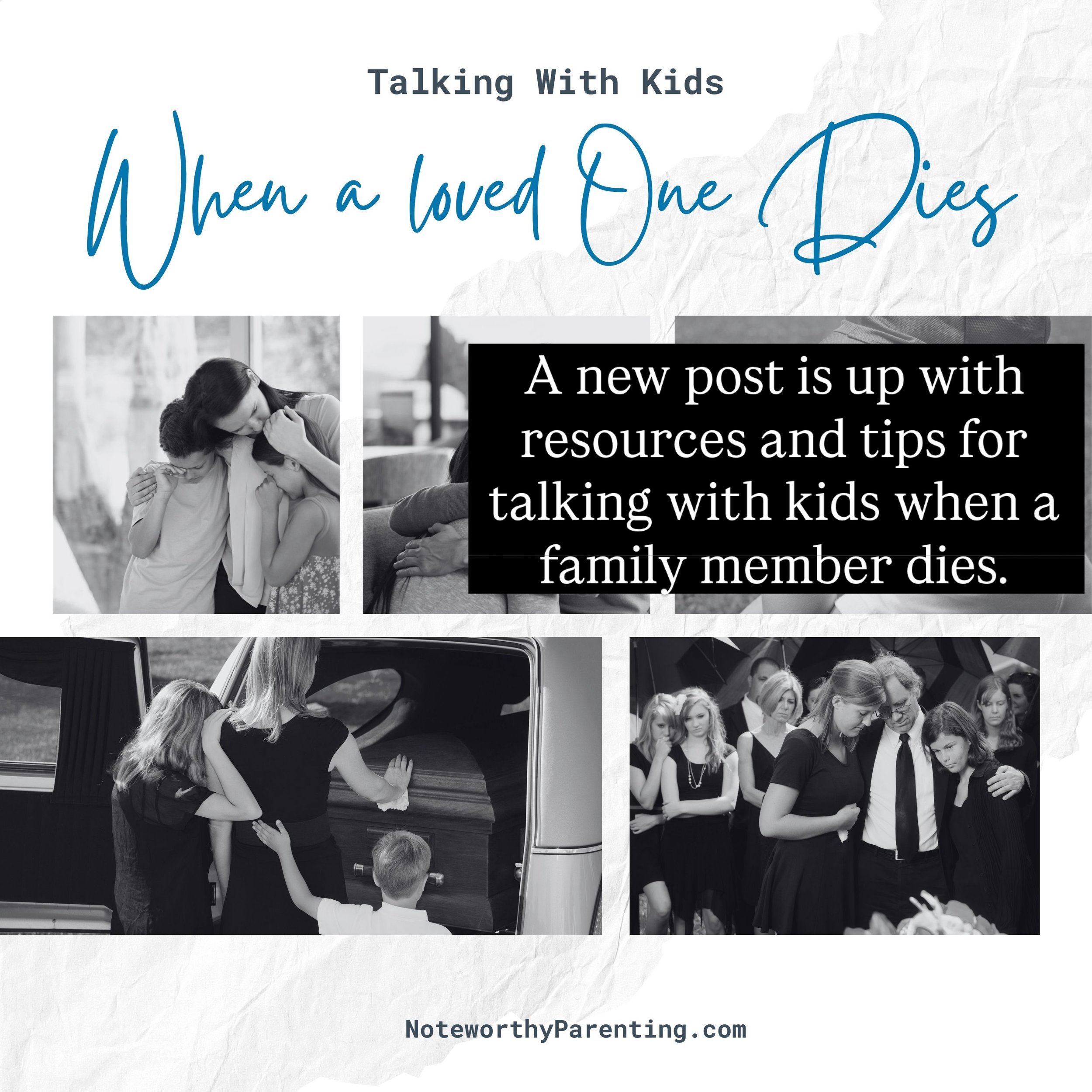 Talking with kids when you as a parent are suffering with your own grief is beyond challenging.

How do you explain what has happened in an age appropriate way?

How can you answer their questions when you can hardly find any words?

This is a time w