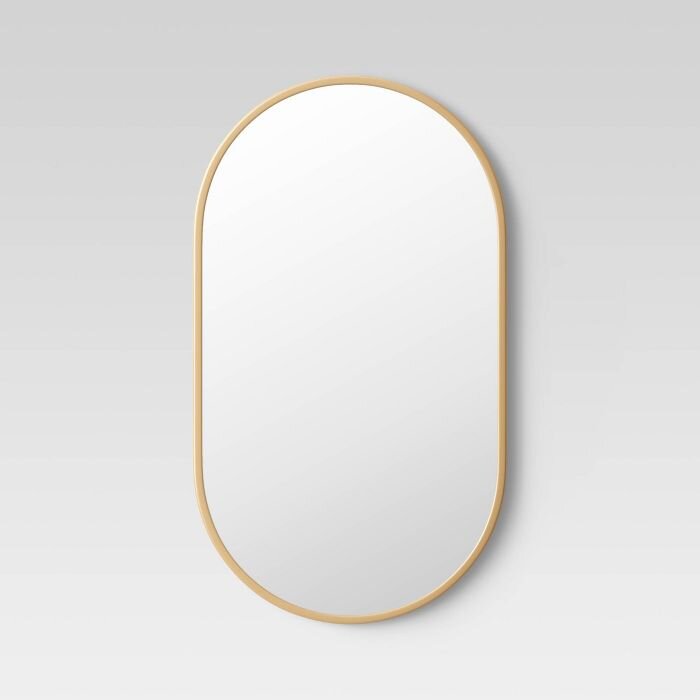 Stamped Metal Mirror in Brass