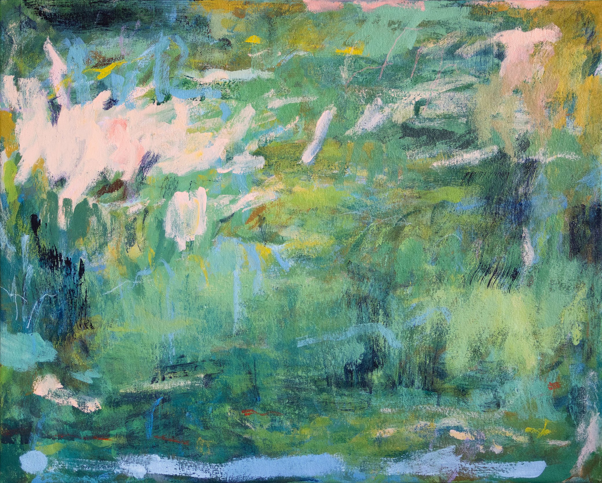  Grass stains and daisy chains , 2025 Acrylic and wax pastel on canvas, 30 x 24 in.