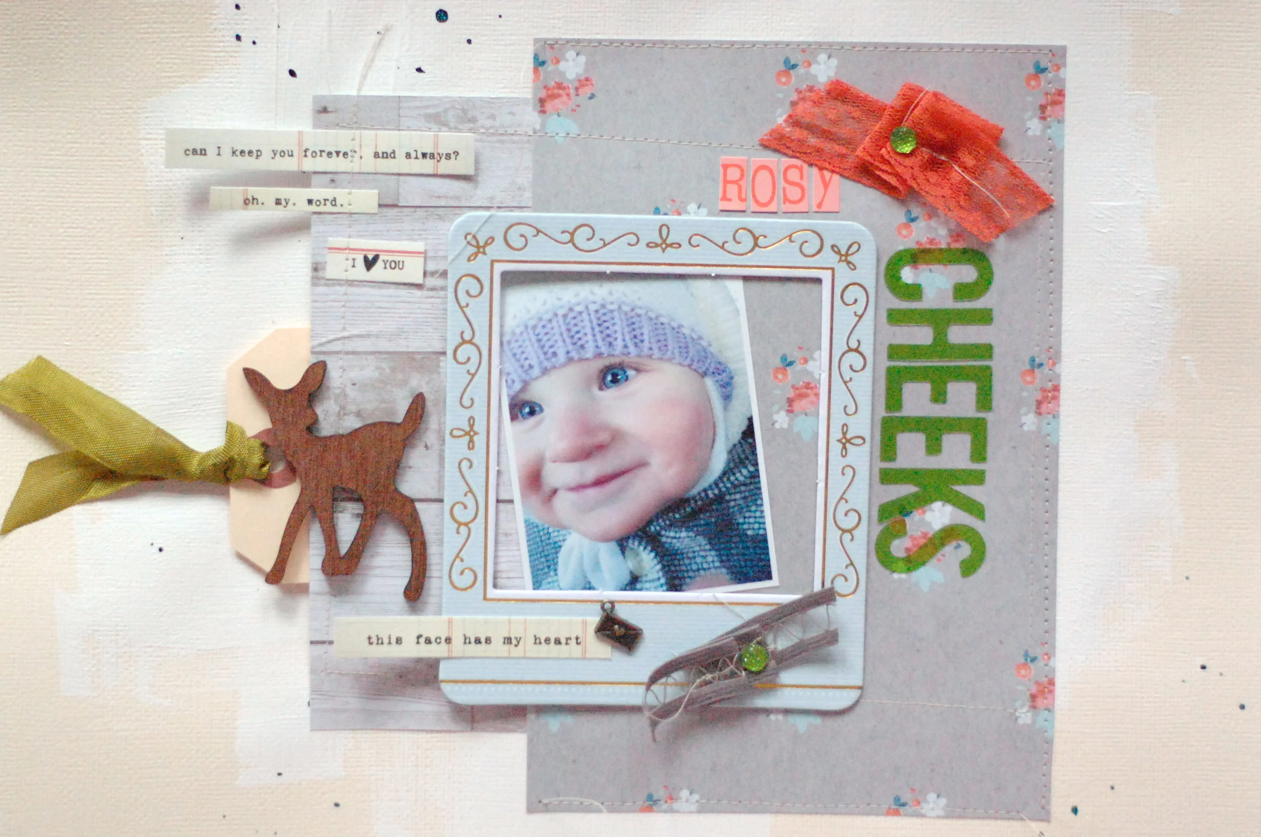 Rosy Cheeks Layout :: Studio Calico's Antiquary Scrapbook Kit