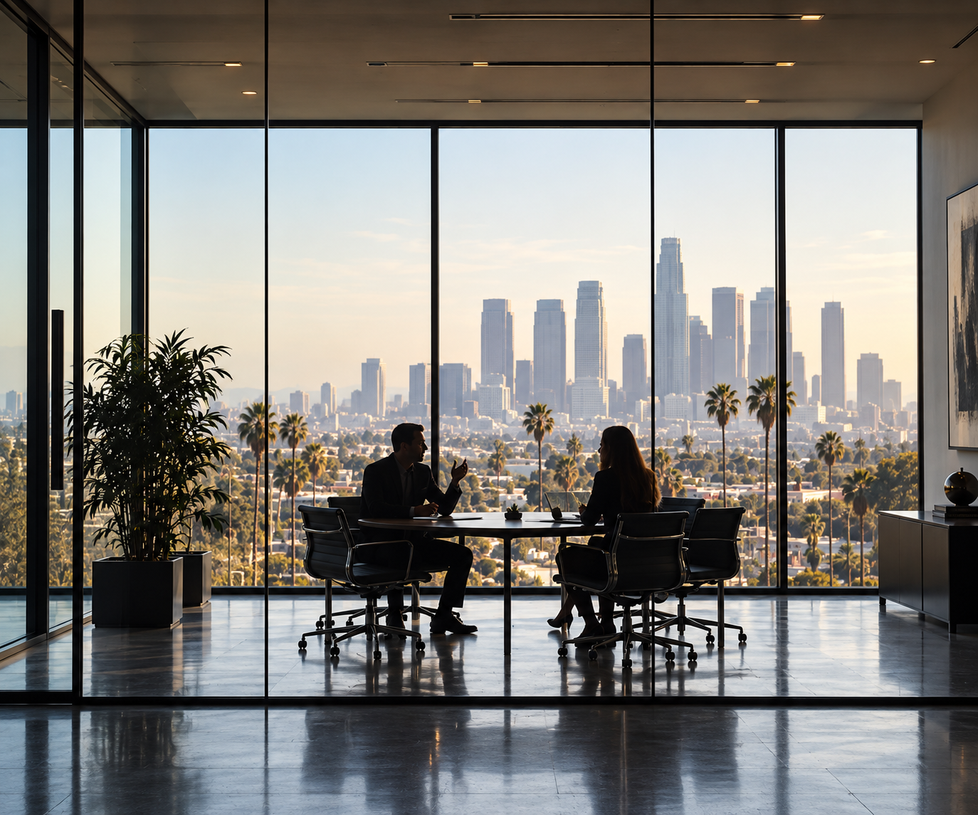 talent agents in los angeles with los angeles skyline in background