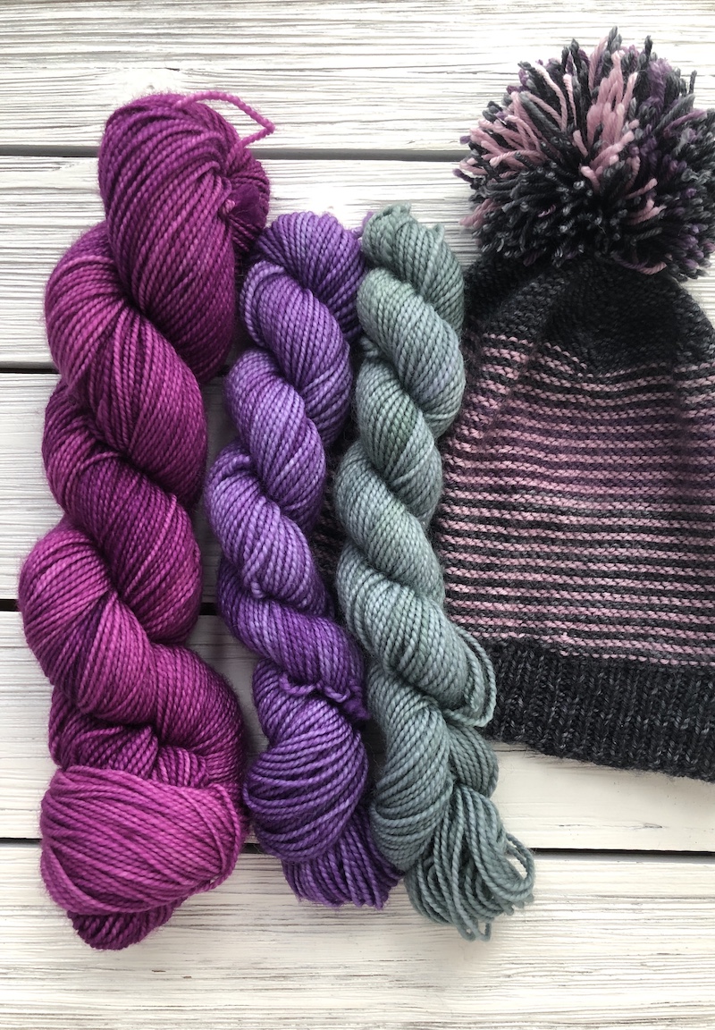 Reversible Stripey Hat / Orchid base