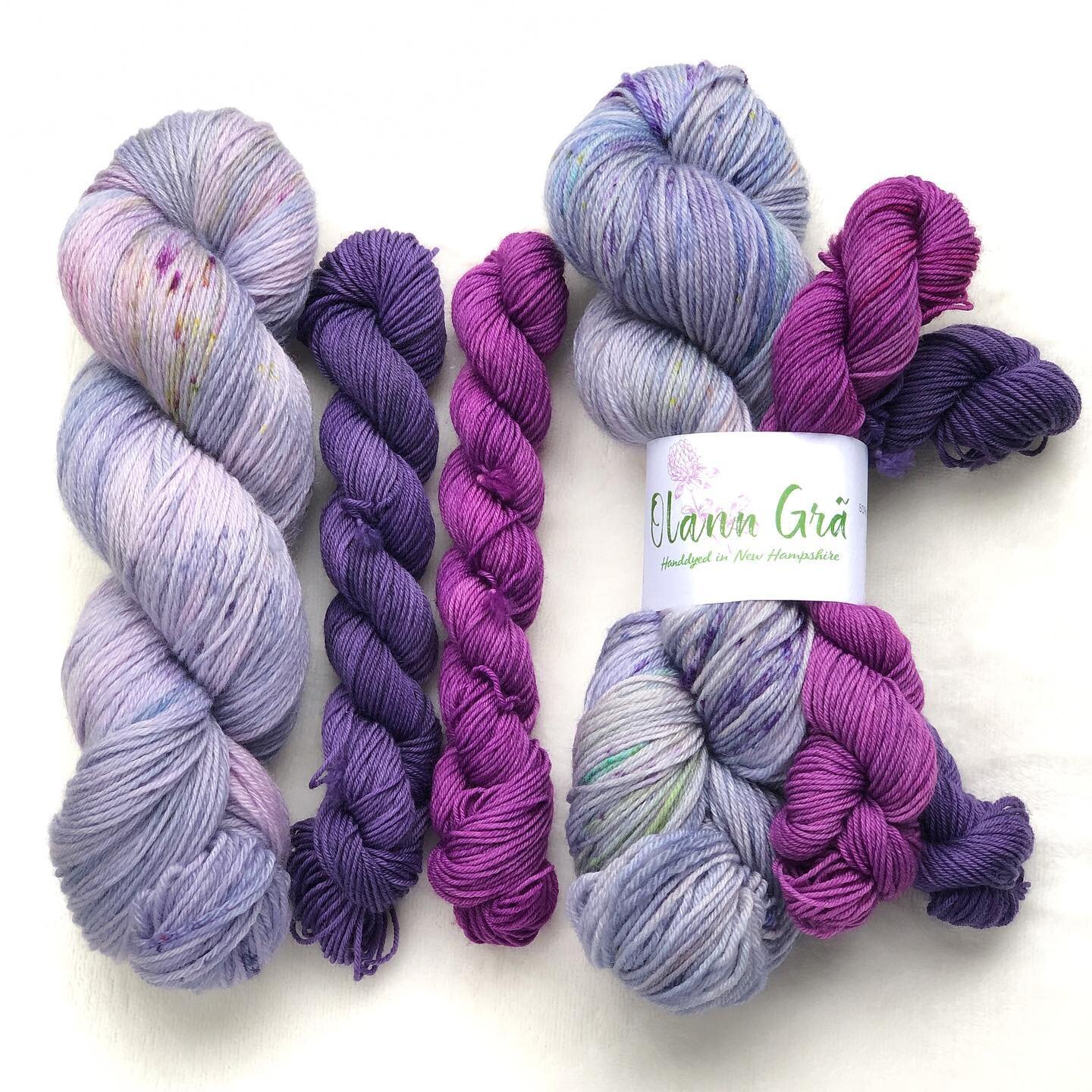 I had a couple extra mini skeins hanging around so I decided to listed 2 sets of All the Lilacs with two mini skeins (Violet &amp; Thistle), in the shop this morning. There are only 2 sets available. I have more of the main color, but not the minis.
