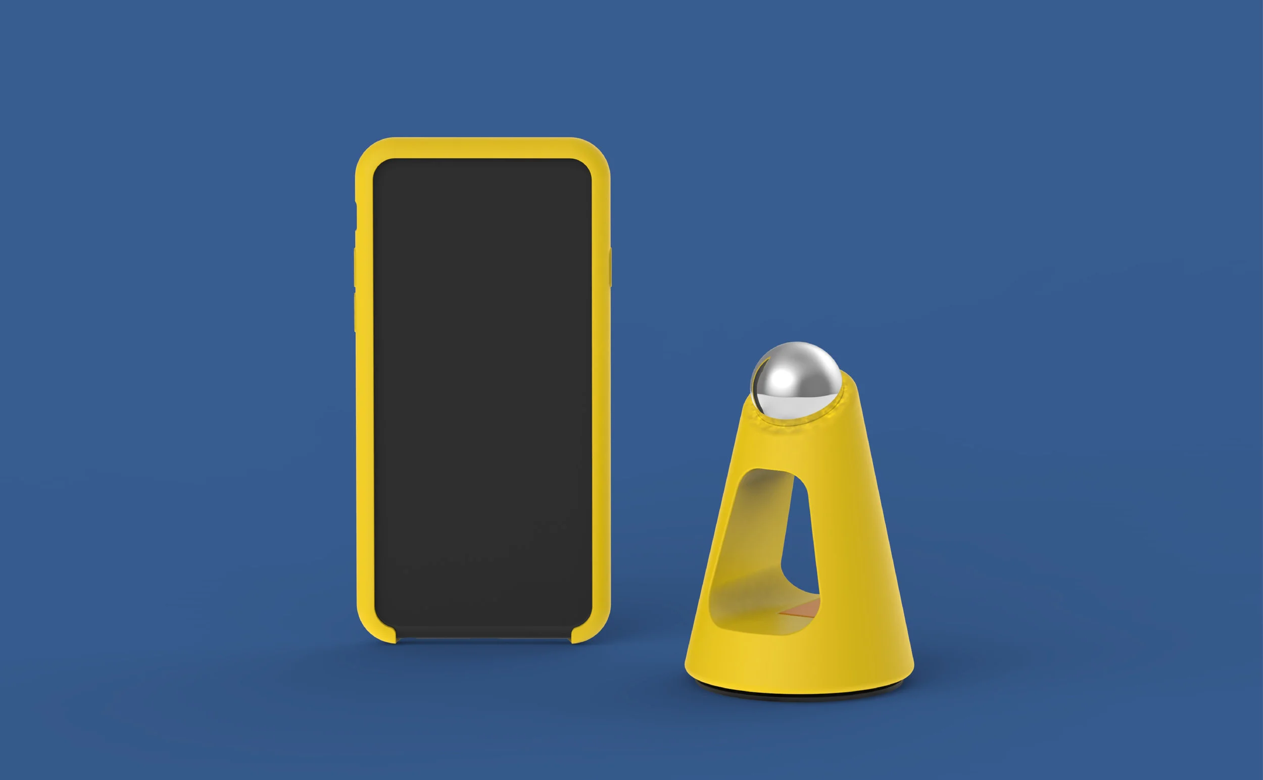 2016 Visibility A private client came to Visibility to create an easily adjustable, sophisticated phone mount for cars. The phone mount market is saturated with chunky forms and a lack of color sensibility. The collection utilized a magnetic connection using a thin metal plate in a matching phone case. I was in charge of concept generation and presentation design for this project.