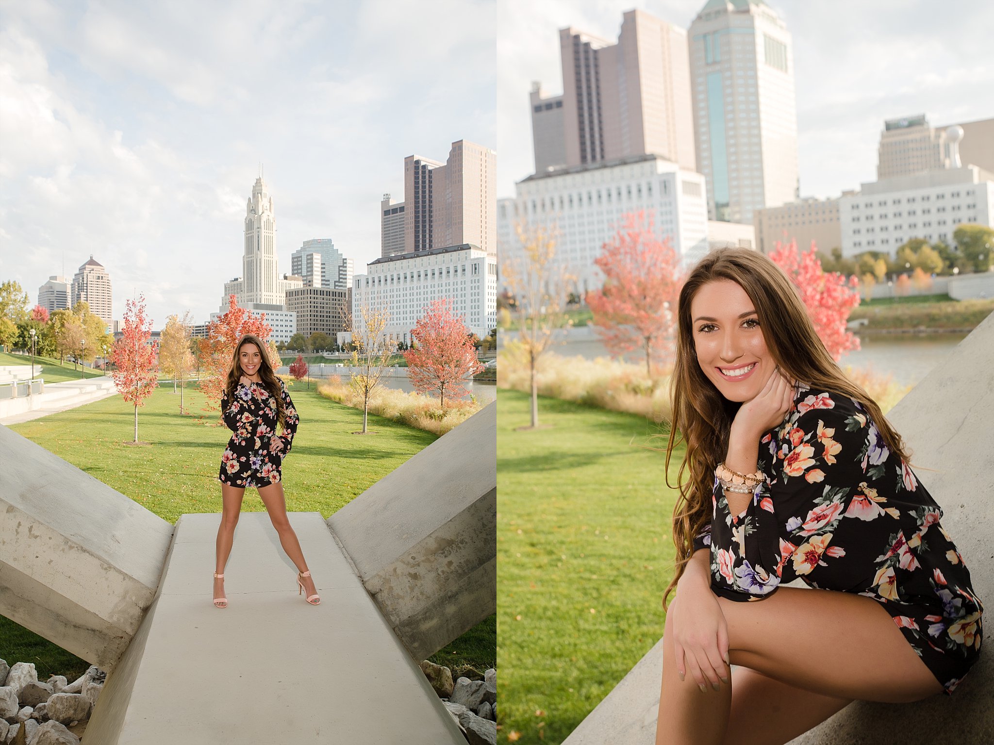 Downtown Columbus Skyline Senior Portraits