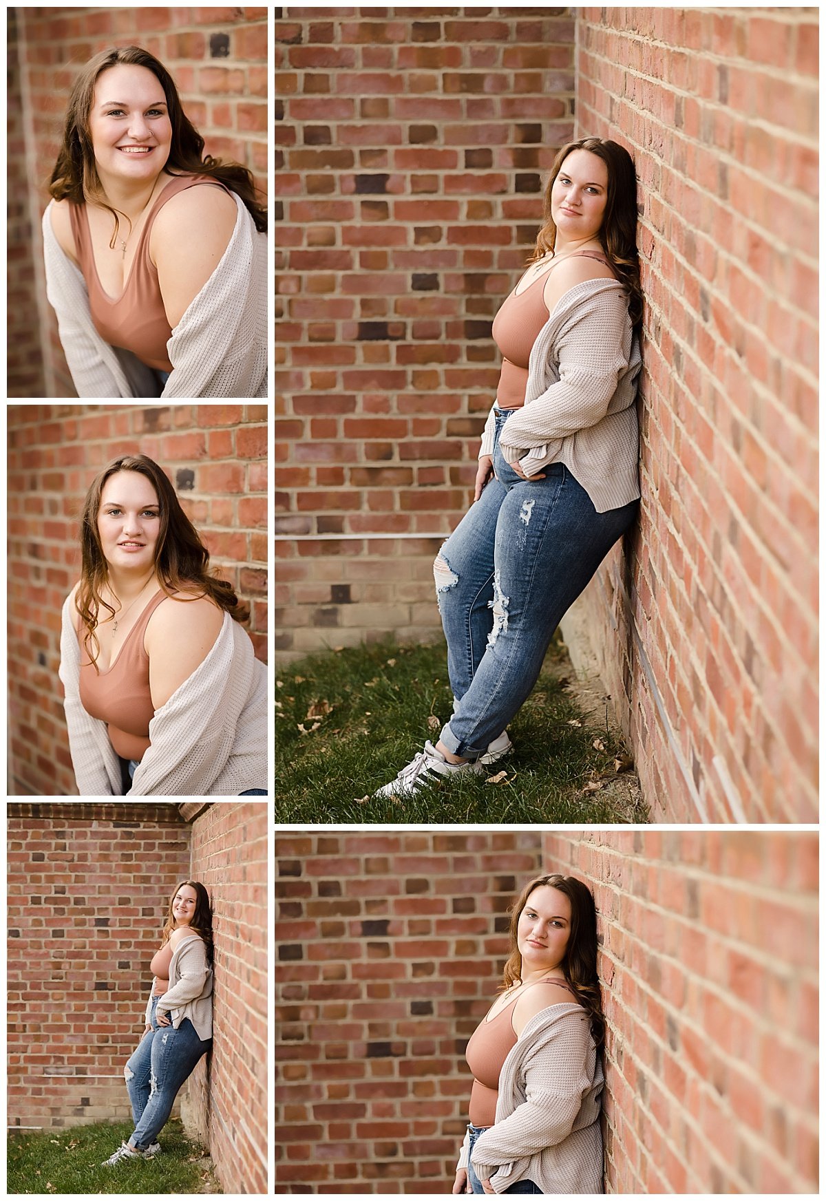 Senior Girl Posing on brick wall Irish Eyes Photography
