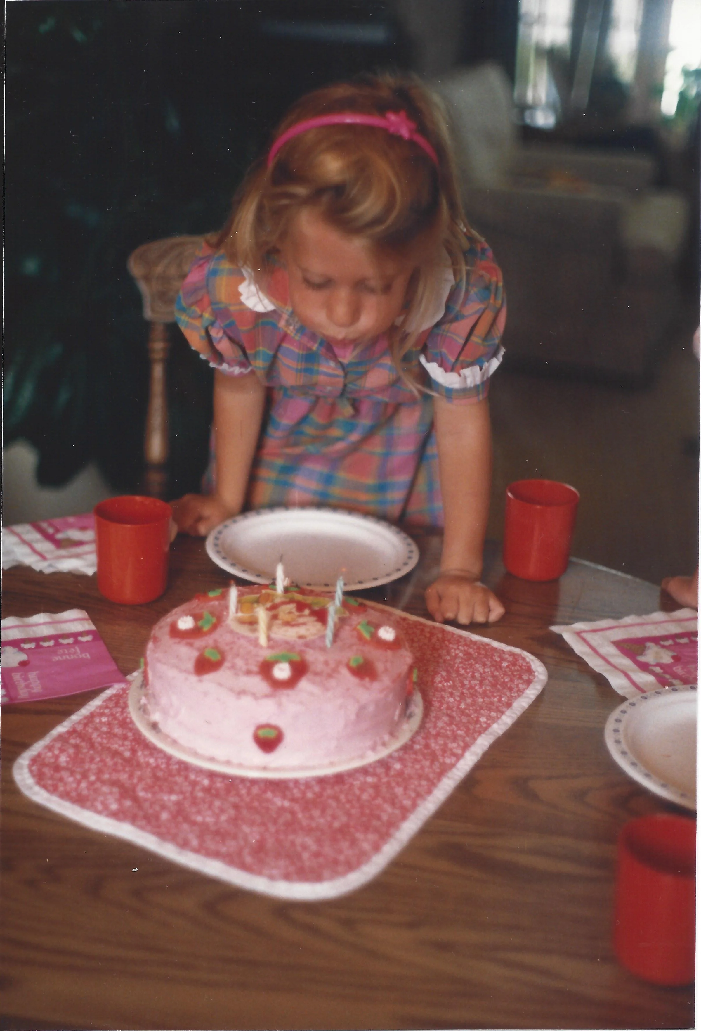 Turning five with Strawberry Shortcake. I would still wear this. And still forget to brush my hair.
