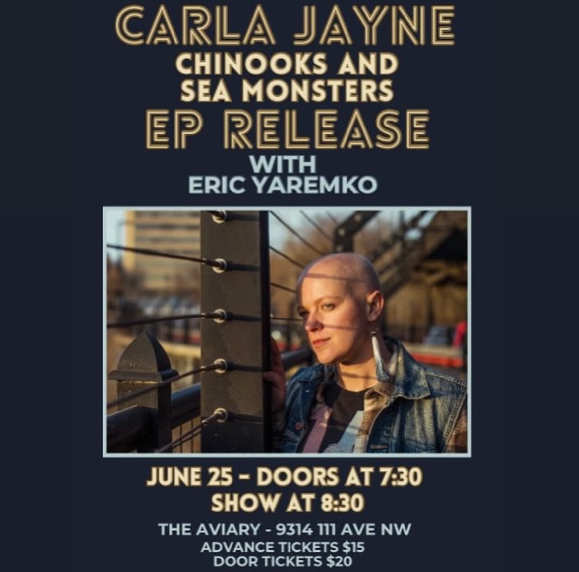 Thanks so much for all the love for the EP the last couple of weeks! 😊 I&rsquo;m super happy to announce the release show for Chinooks and Sea Monsters (with a full band!) is on June 25 at the @aviary.edmonton with @ericyaremk0 playing an opening se
