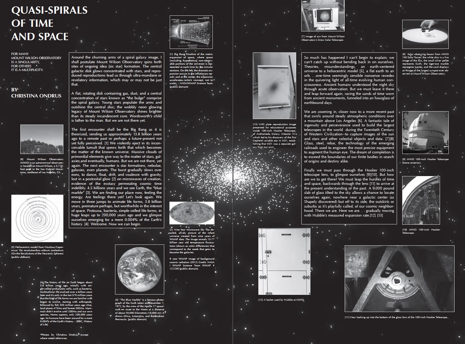 Full-spread publication essay for KNOWLEDGES at Mount Wilson Observatory , 2017.