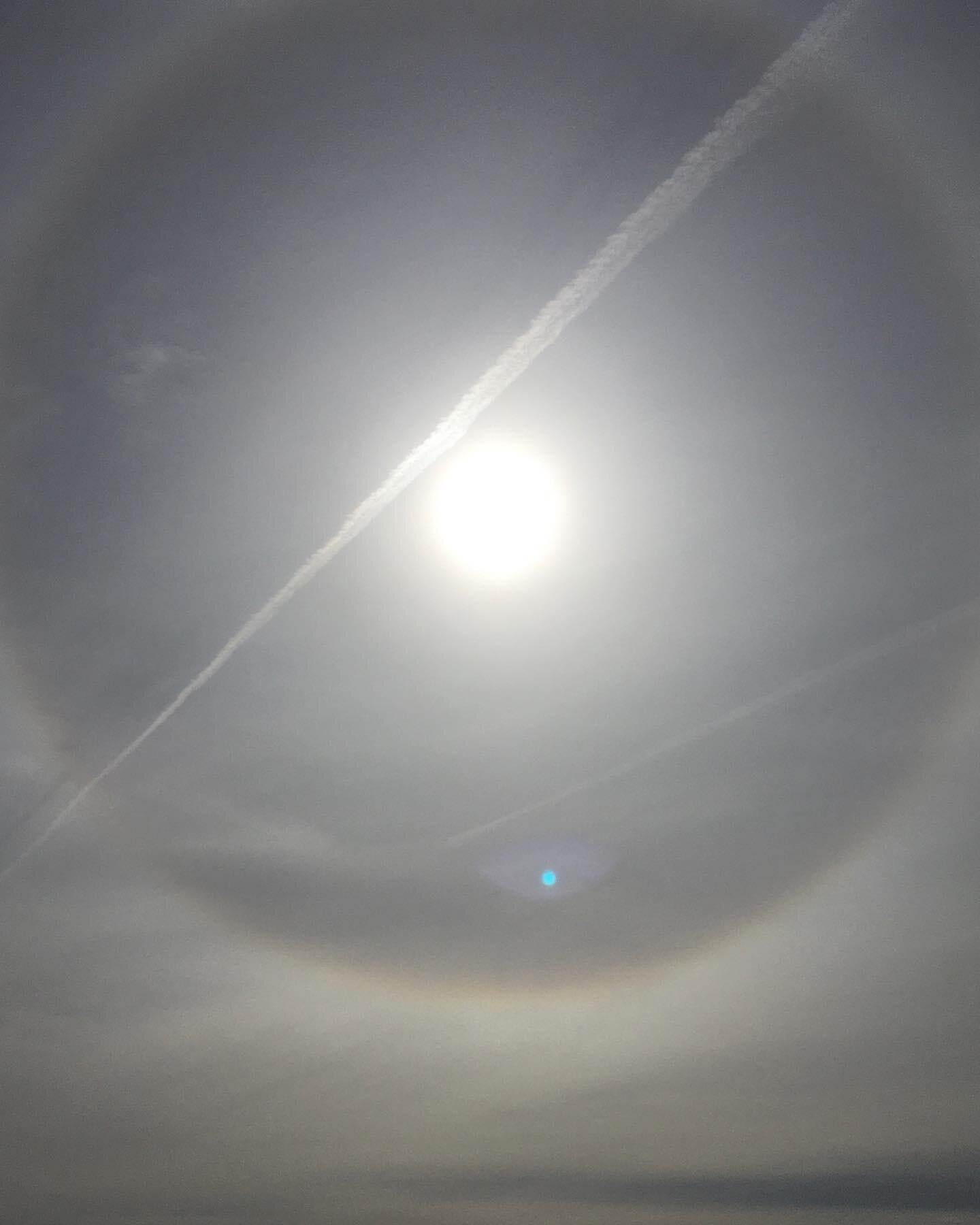 Sun halo, lens flare and jet condensation trails over Los Angeles this morning.
#sunhalo #sundog #condensationtrails #solarphenomena #lensflare #phenomena #losangeles #artandscience