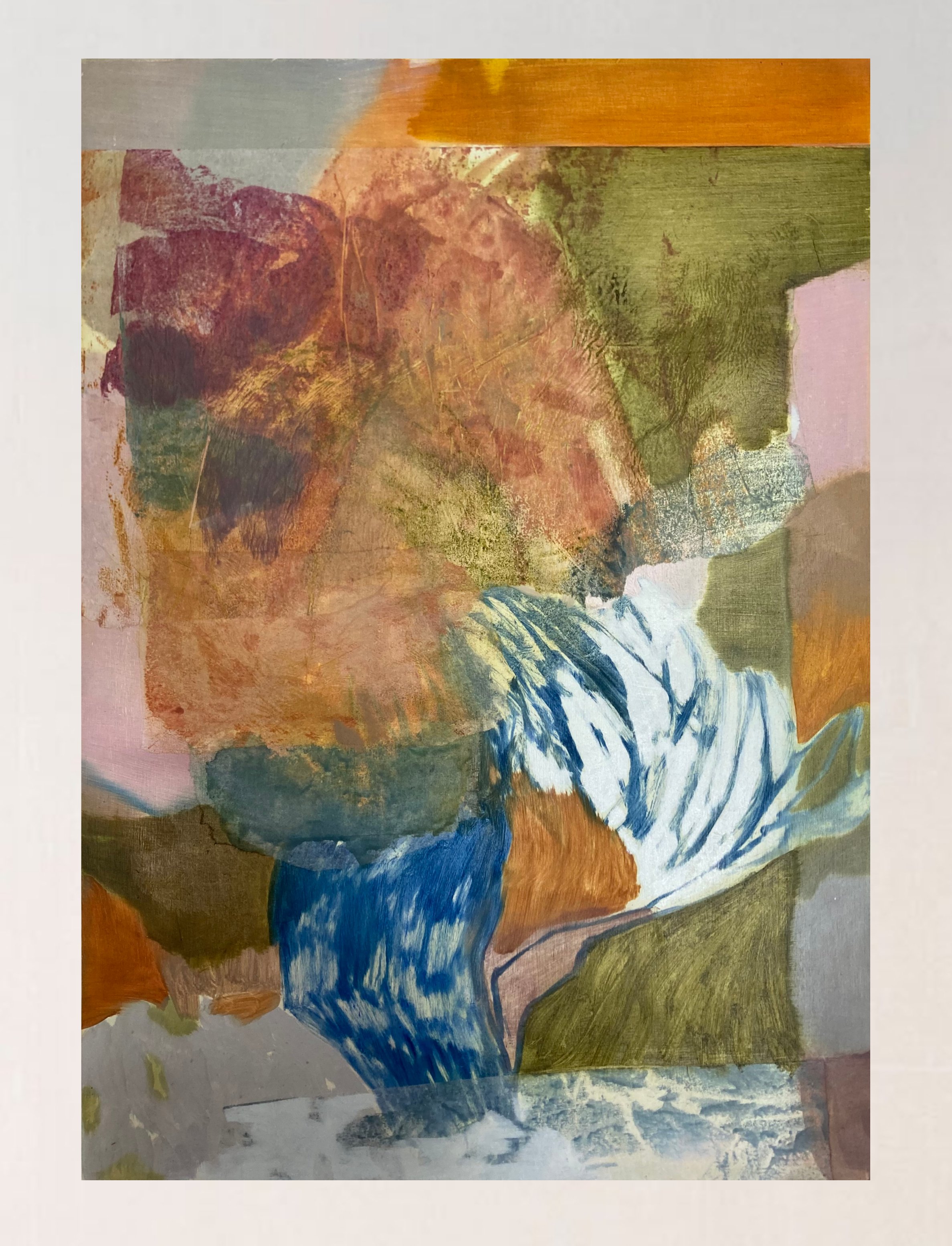 Grove, oil and collage on wood panel, 59.5x42cm