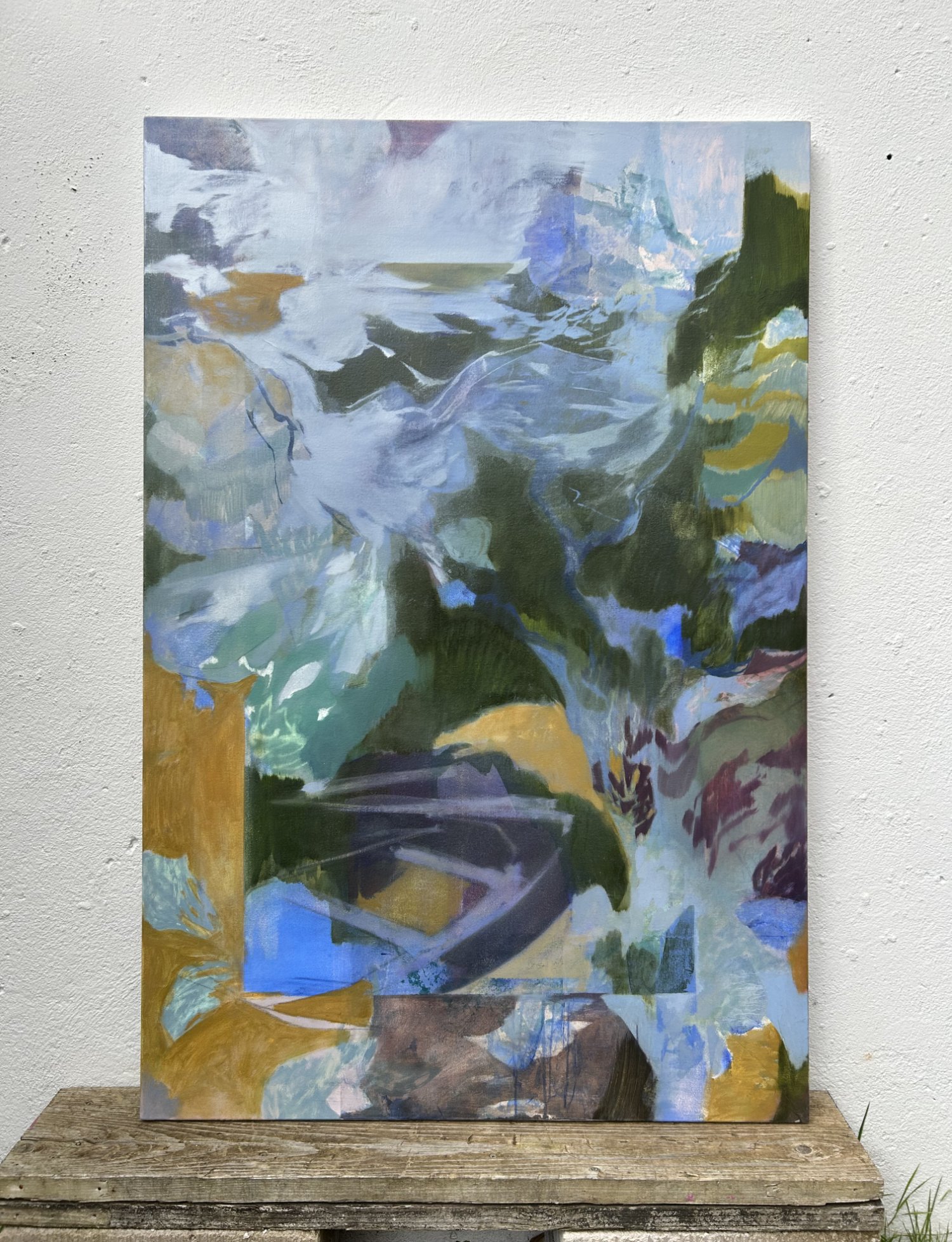 Boatman's Call, oil and collage on canvas, 100x150cm