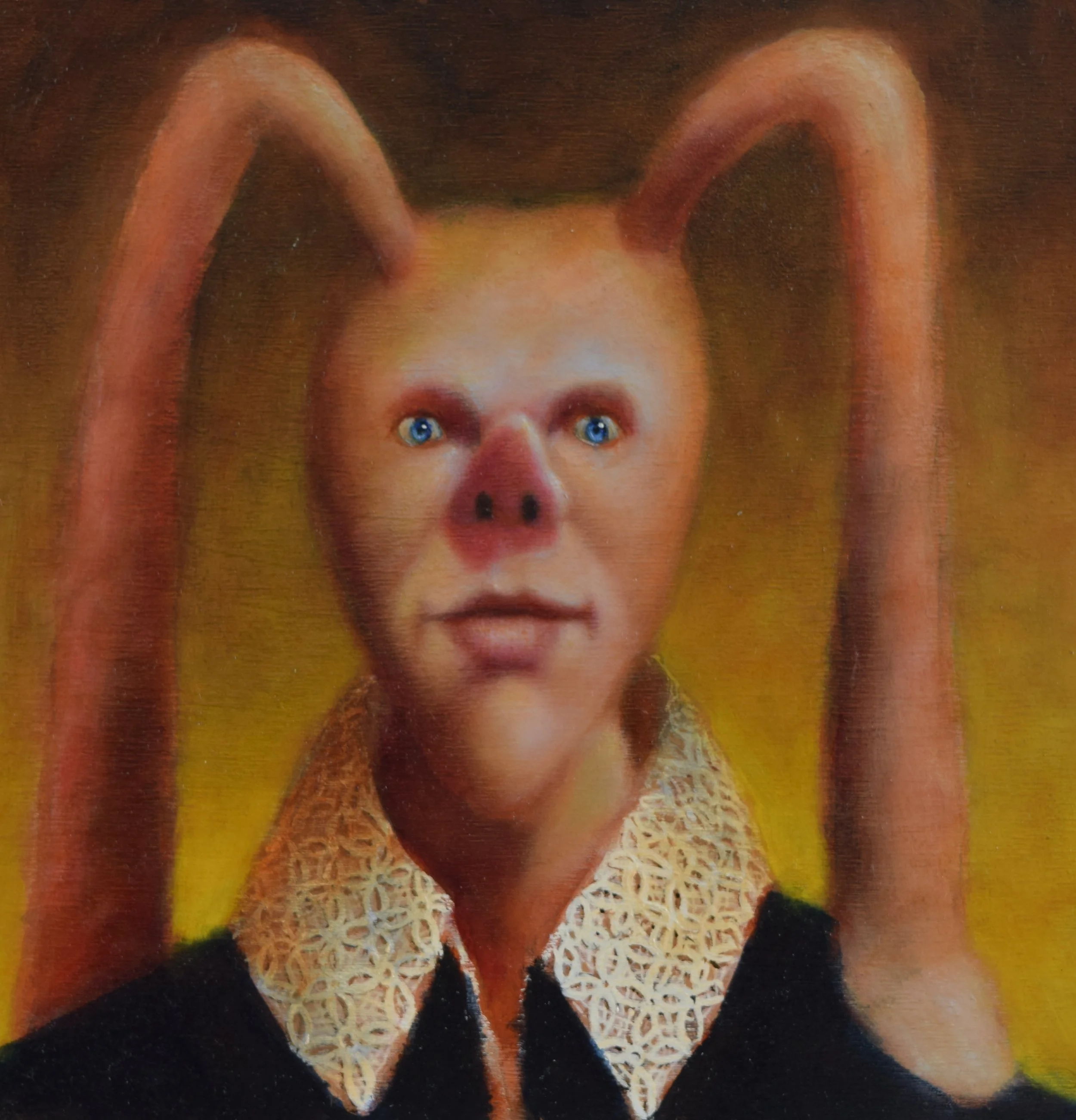 Rabbit Royalty 10"H X 10"W oil on panel