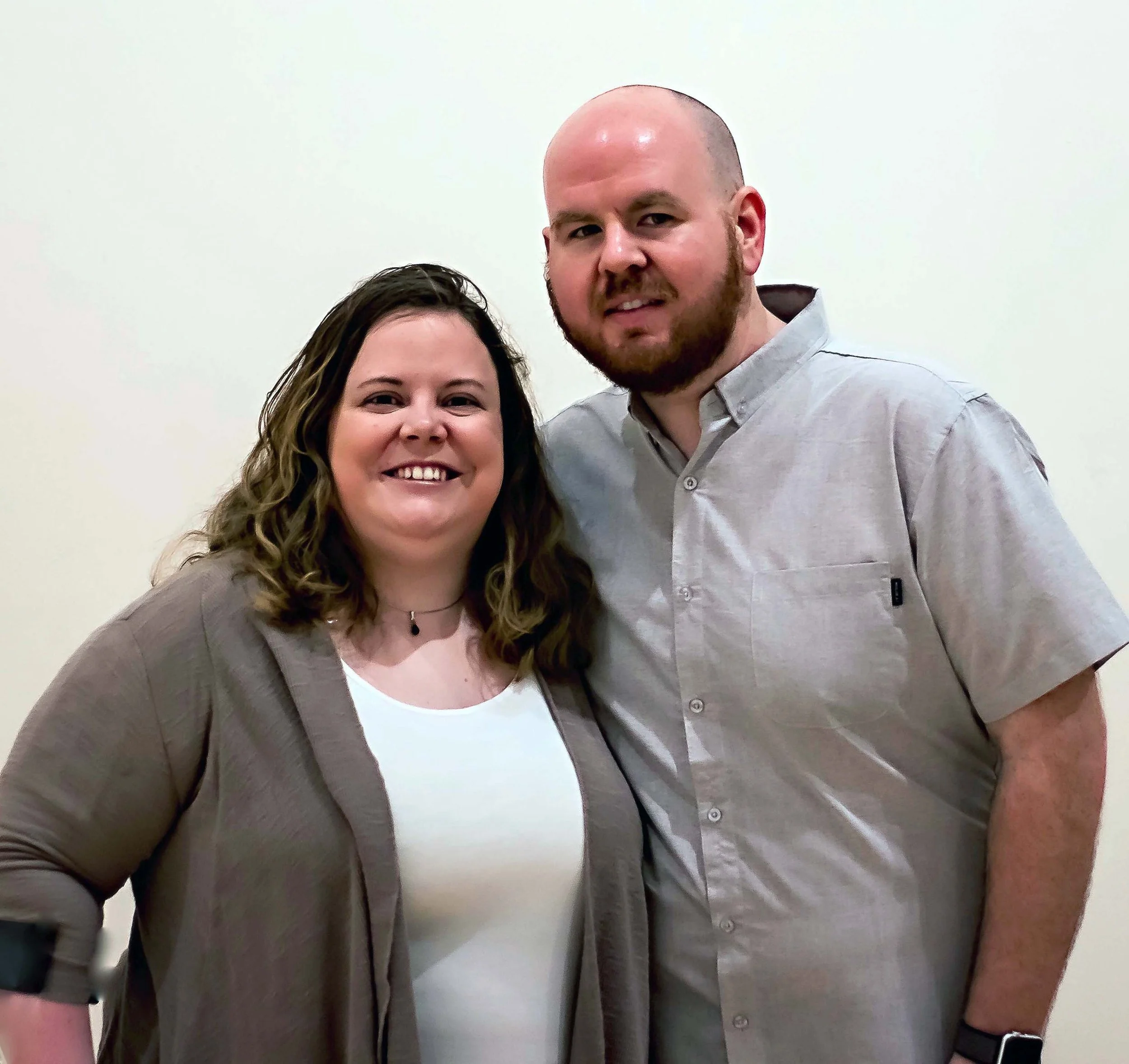 Image 1: Couple smiling together during an interview about living with Cushing's disease and rare disease.