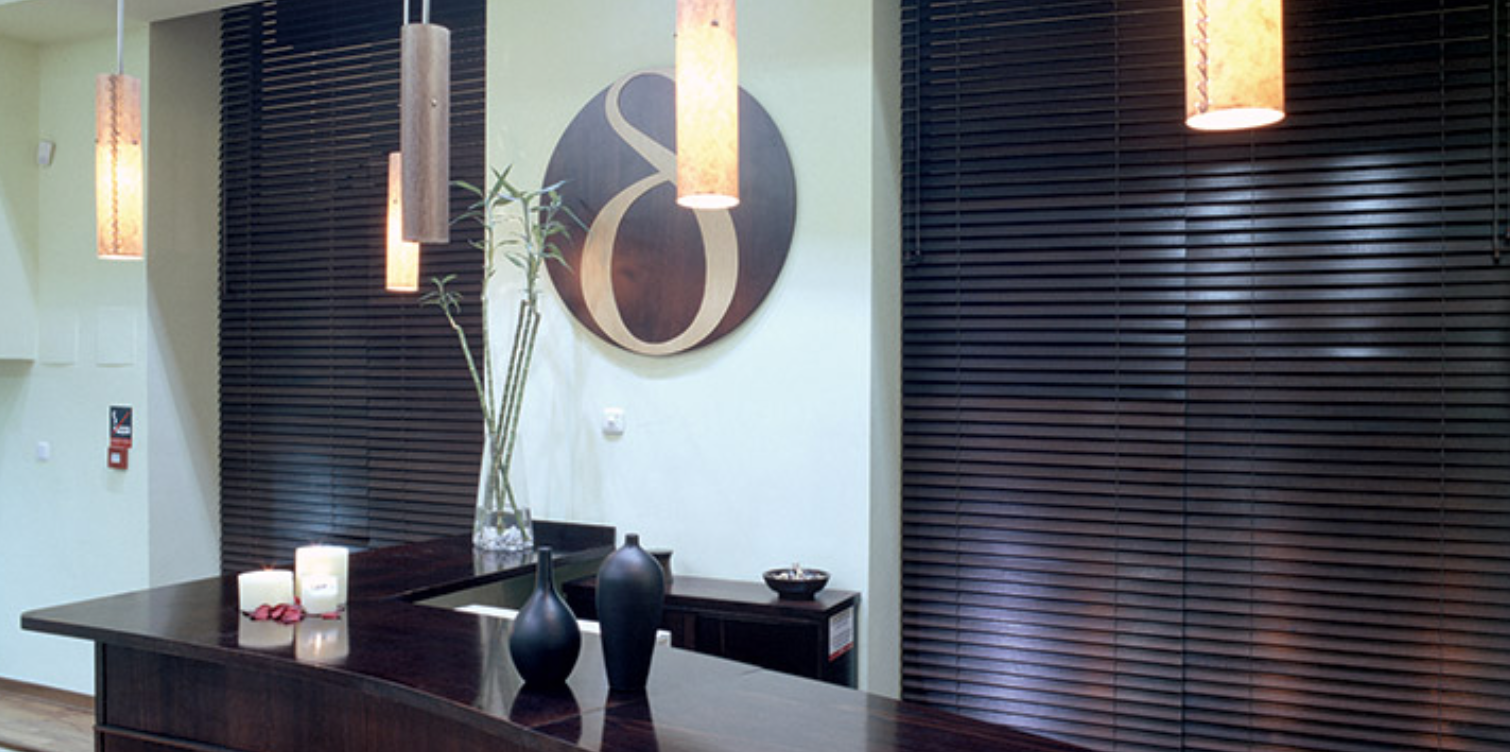 2" stained wood blinds