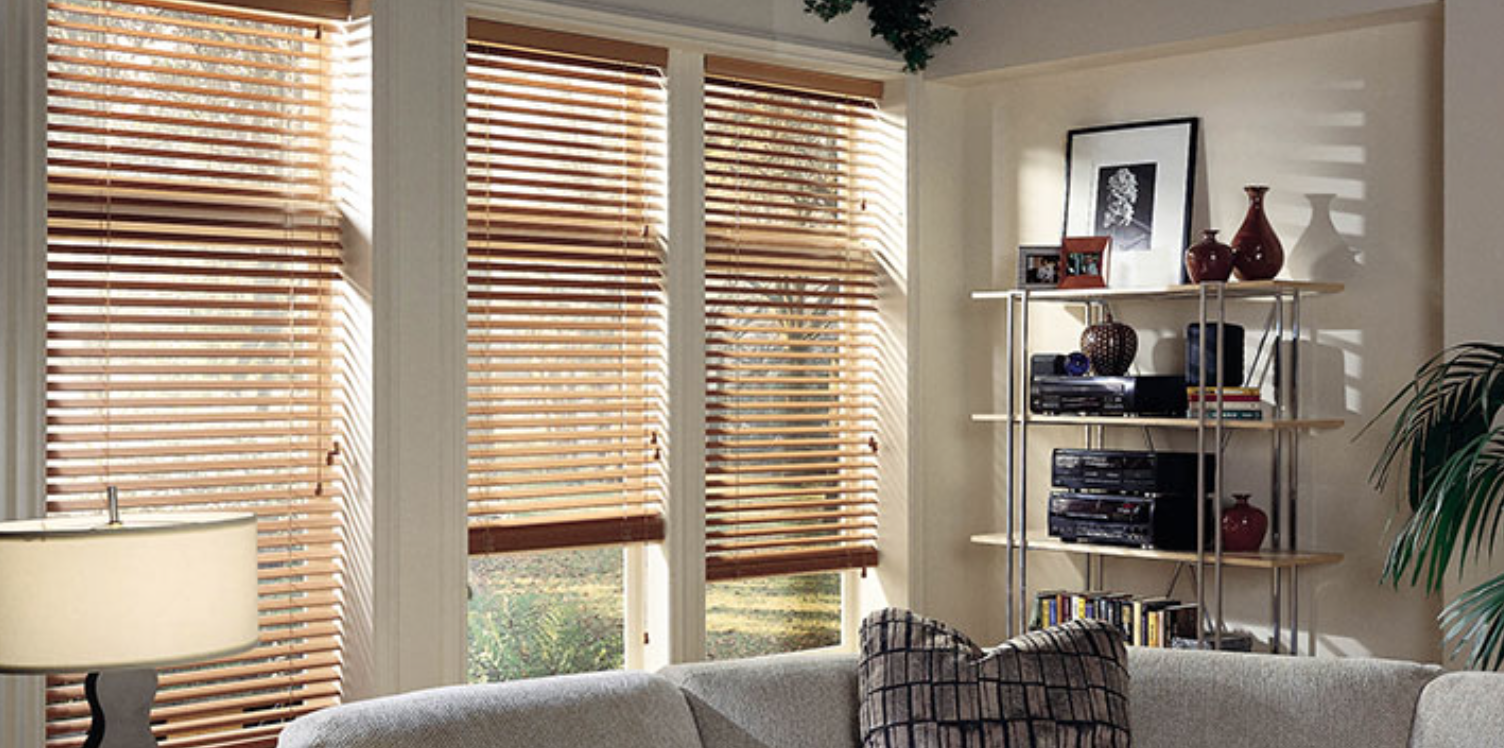 2" stained wood blinds